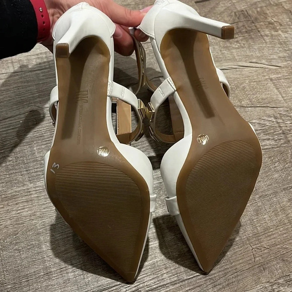 INC - White - Studded Goring Ankle Strap Syndia Pointed Toe Stilettos - Size 10M - Picture 6 of 10